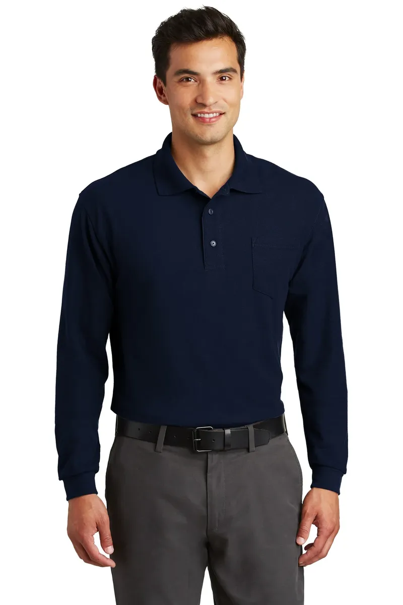 Port Authority® Long Sleeve Silk Touch Polo with Pocket.  K500LSP - additional view 1