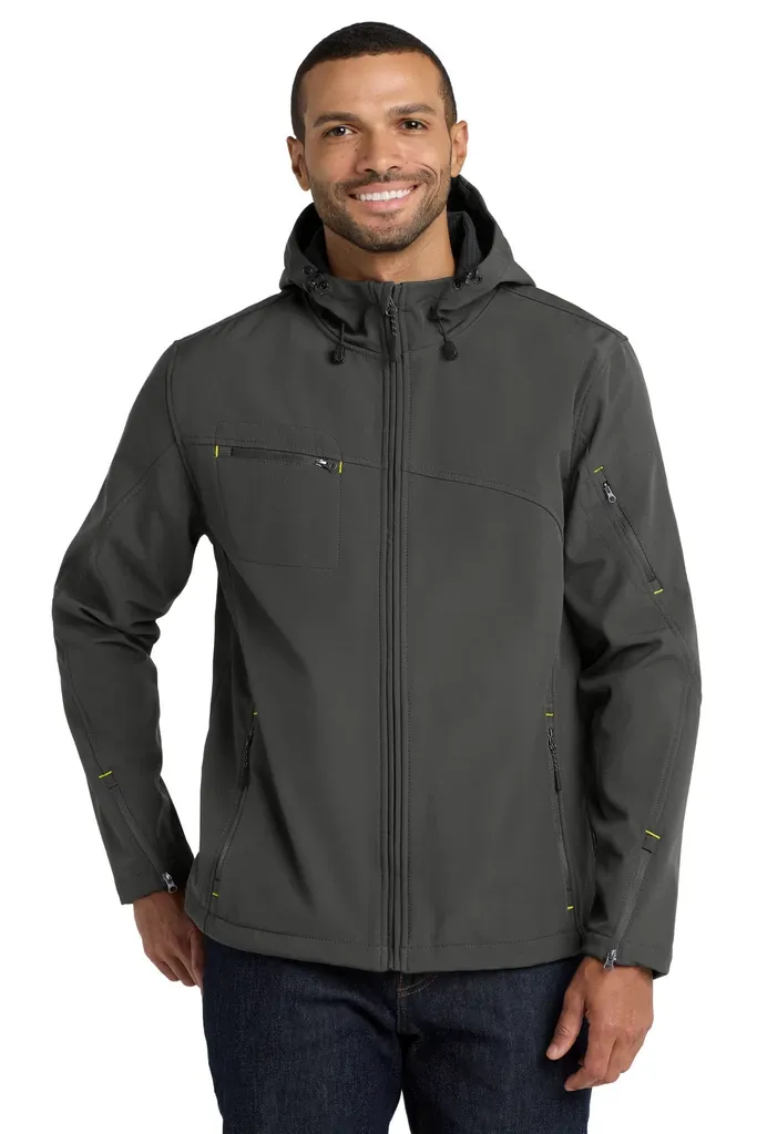 Port Authority® Textured Hooded Soft Shell Jacket. J706 - additional view 1