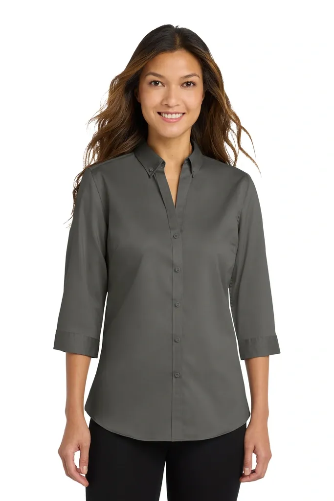 Port Authority® Women's 3/4-Sleeve SuperPro Twill Shirt. L665 - additional view 3