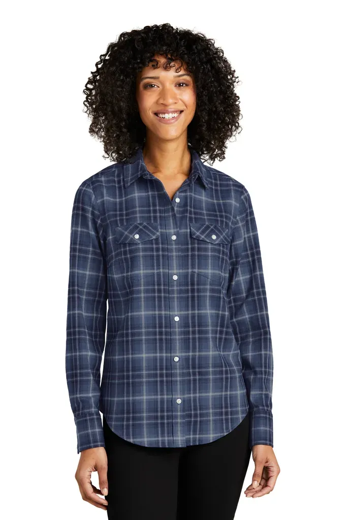 Port Authority® Women's Long Sleeve Ombre Plaid Shirt LW672 - additional view 2