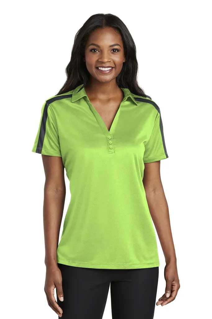 Port Authority® Women's Silk Touch Performance Colorblock Stripe Polo. L547 - additional view 1