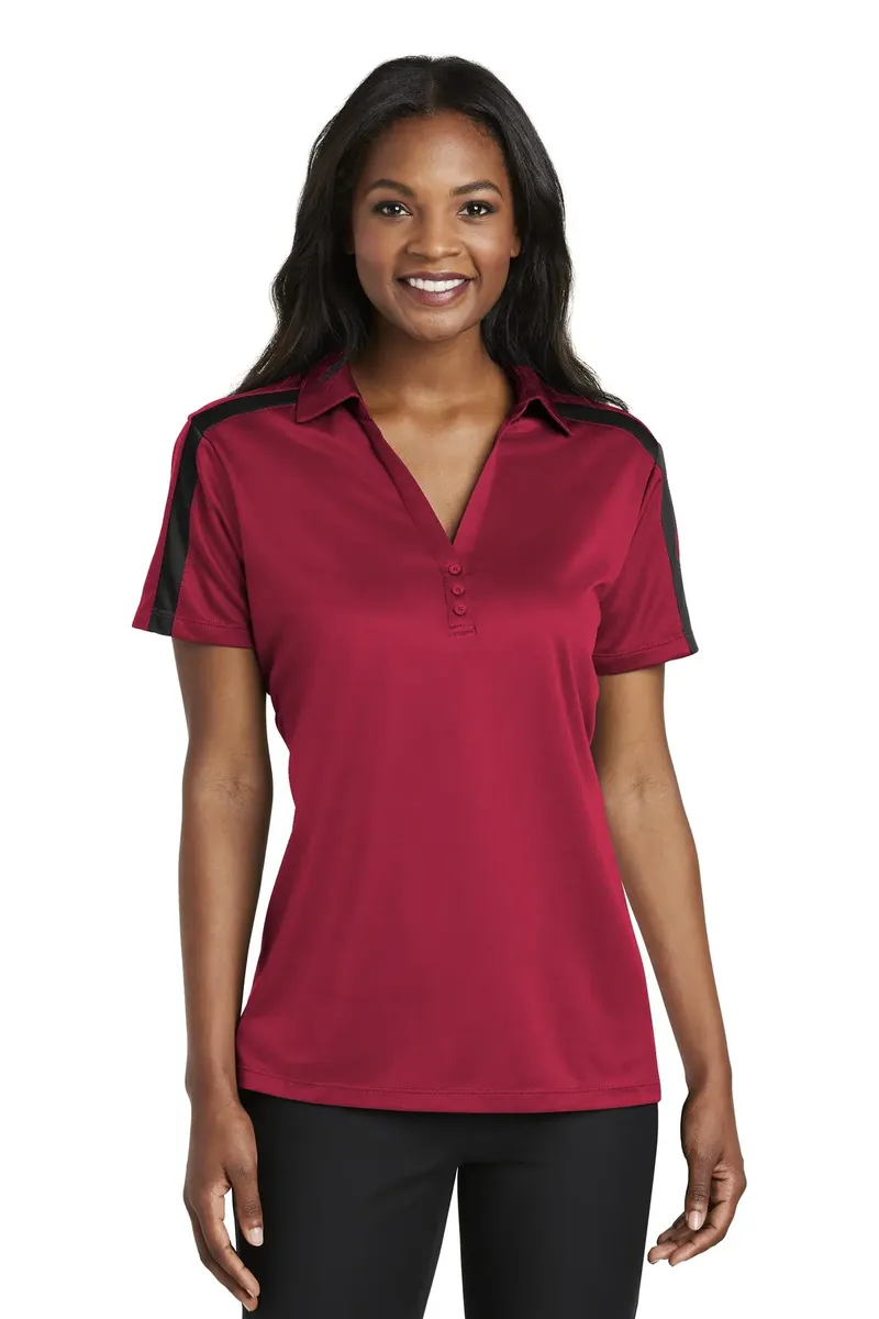 Port Authority® Women's Silk Touch Performance Colorblock Stripe Polo. L547 - additional view 4