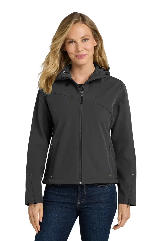 Port Authority® Women's Textured Hooded Soft Shell Jacket. L706 - additional view 1