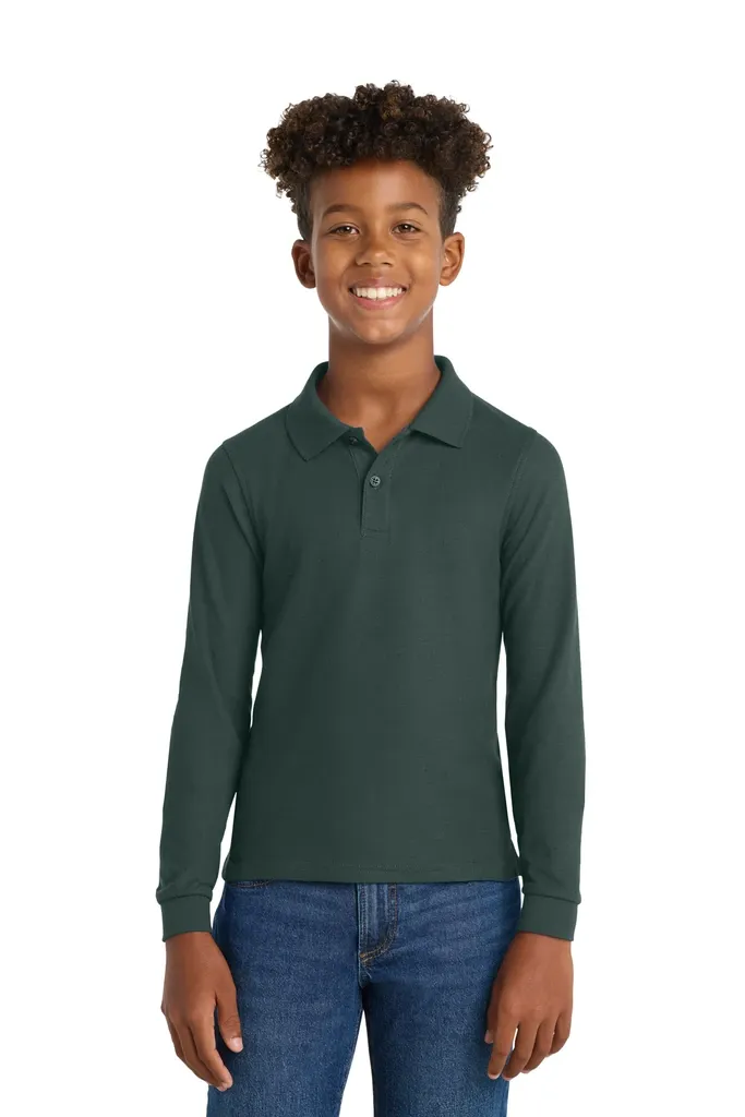 Port Authority® Youth Long Sleeve Silk Touch Polo.  Y500LS - additional view 1