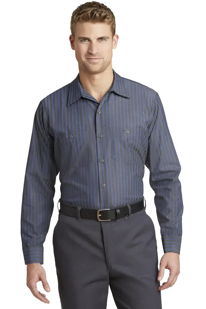 Red Kap® Long Sleeve Striped Industrial Work Shirt.  CS10 - additional view 3