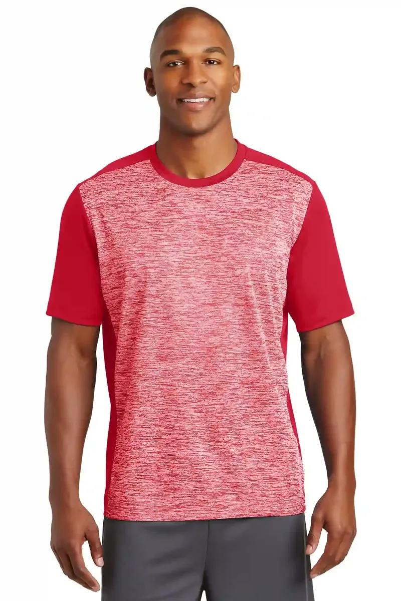 DISCONTINUED Sport-Tek® PosiCharge® Electric Heather Colorblock Tee. ST395