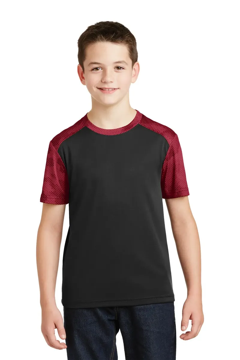 DISCONTINUED Sport-Tek® Youth CamoHex Colorblock Tee. YST371 - additional view 1