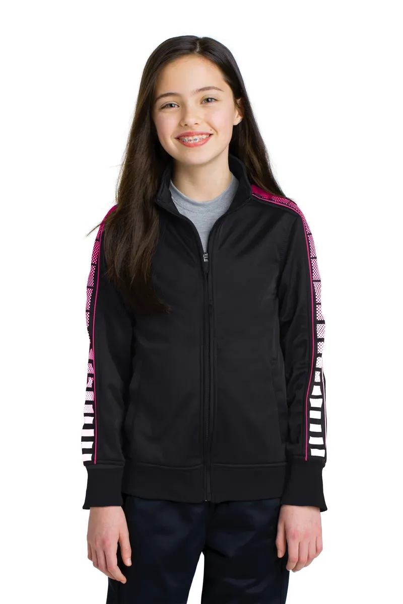 DISCONTINUED Sport-Tek® Youth Dot Sublimation Tricot Track Jacket. YST93 - additional view 1