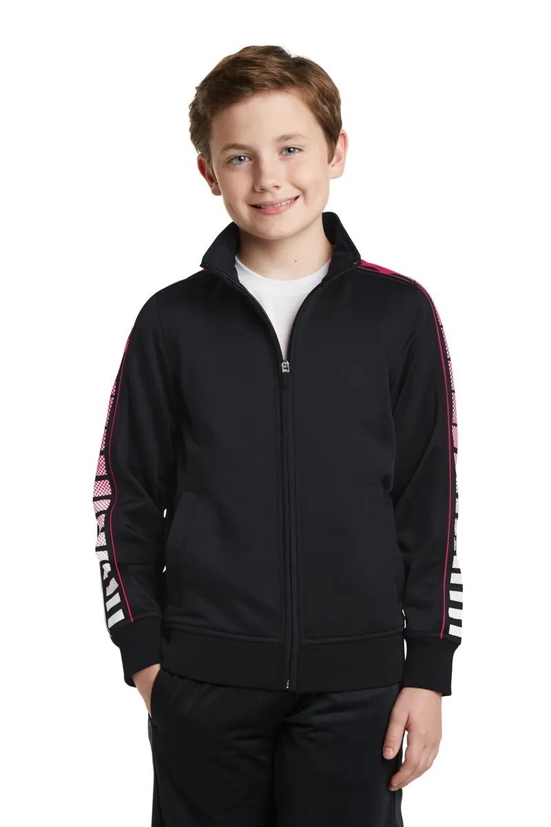 DISCONTINUED Sport-Tek® Youth Dot Sublimation Tricot Track Jacket. YST93 - additional view 2