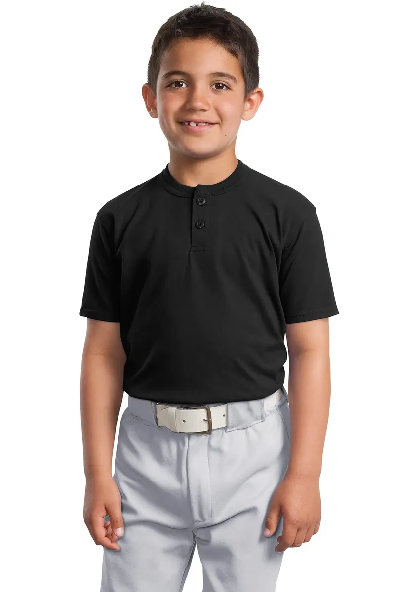 DISCONTINUED Sport-Tek® Youth Short Sleeve Henley. YT210 - additional view 1