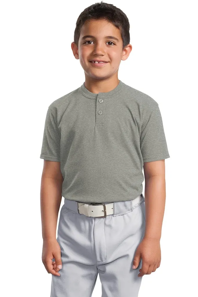 DISCONTINUED Sport-Tek® Youth Short Sleeve Henley. YT210 - additional view 2