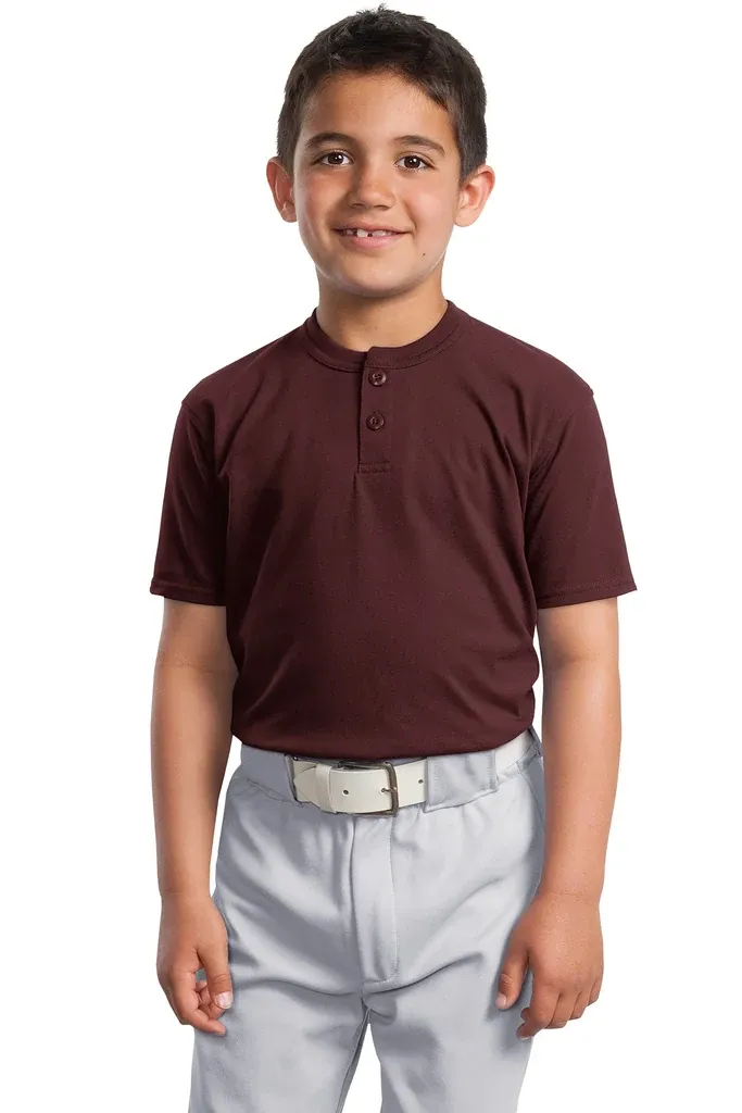 DISCONTINUED Sport-Tek® Youth Short Sleeve Henley. YT210