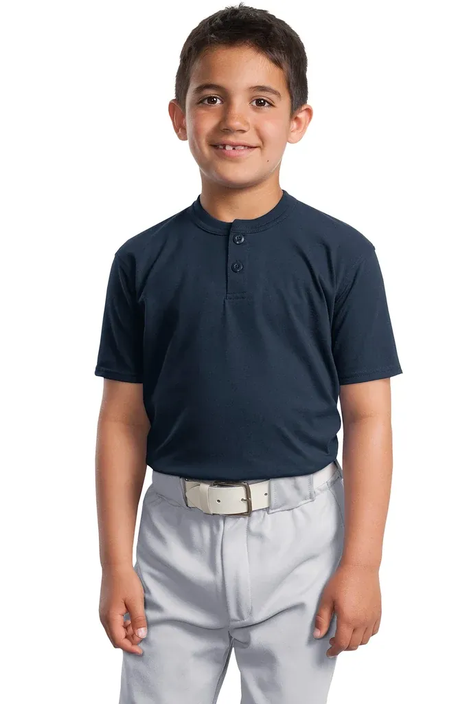 DISCONTINUED Sport-Tek® Youth Short Sleeve Henley. YT210 - additional view 3