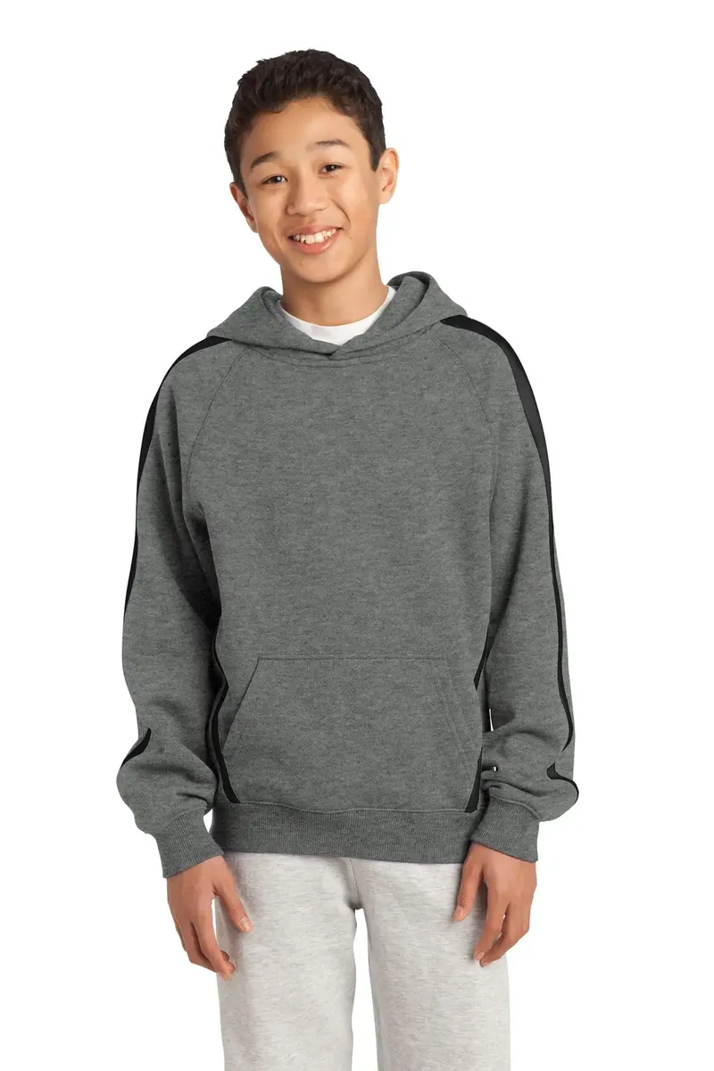 DISCONTINUED Sport-Tek® Youth Sleeve Stripe Pullover Hooded Sweatshirt. YST265 - additional view 2
