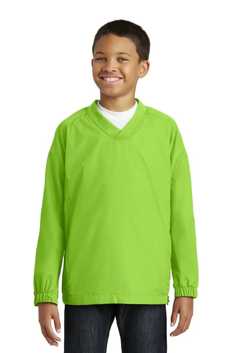 DISCONTINUED Sport-Tek® Youth V-Neck Raglan Wind Shirt. YST72