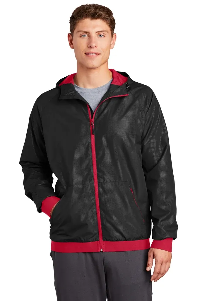Sport-Tek® Embossed Hooded Wind Jacket. JST53