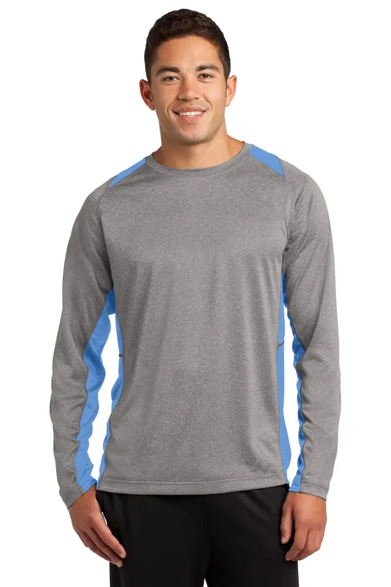 Sport-Tek® Long Sleeve Heather Colorblock Contender Tee. ST361LS - additional view 1