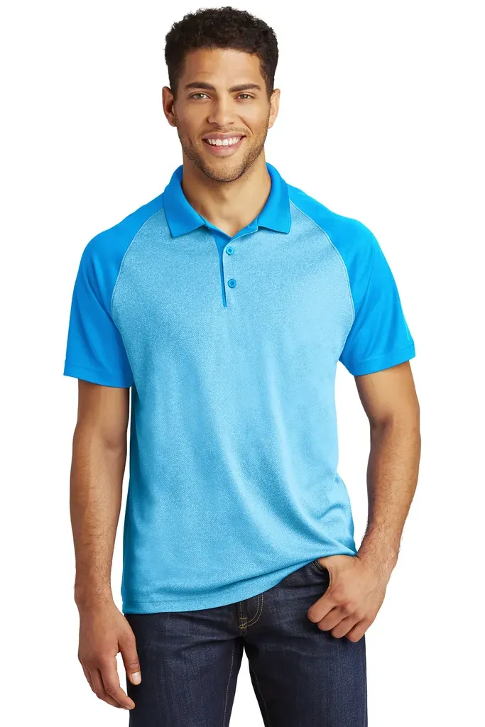 Sport-Tek ® PosiCharge ® RacerMesh ® Raglan Heather Block Polo. ST641 - additional view 3