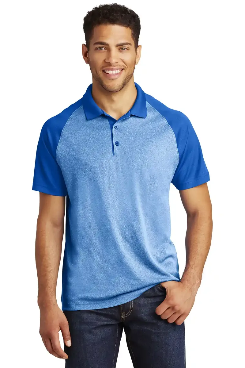 Sport-Tek ® PosiCharge ® RacerMesh ® Raglan Heather Block Polo. ST641 - additional view 2