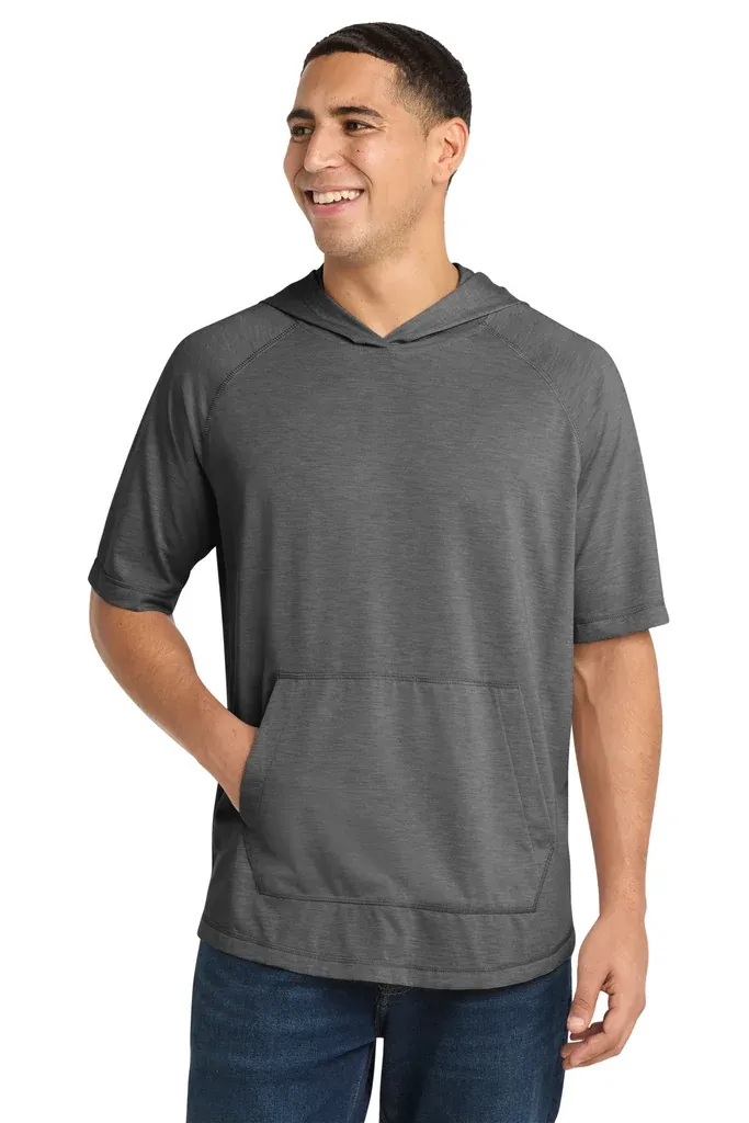 Sport-Tek ® PosiCharge ® Tri-Blend Wicking Short Sleeve Hoodie. ST404 - additional view 1