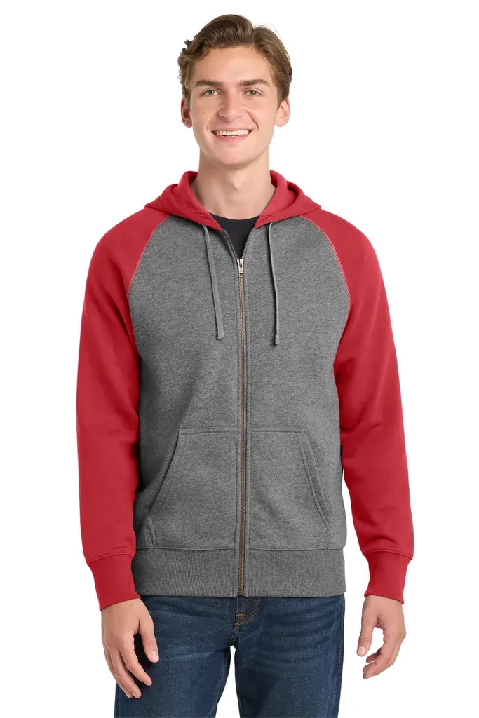 Sport-Tek® Raglan Colorblock Full-Zip Hooded Fleece Jacket.  ST269 - additional view 2