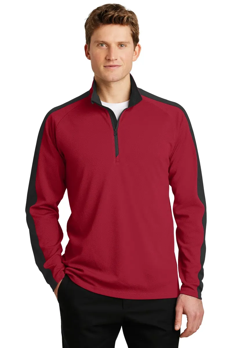 Sport-Tek® Sport-Wick® Textured Colorblock 1/4-Zip Pullover. ST861 - additional view 3