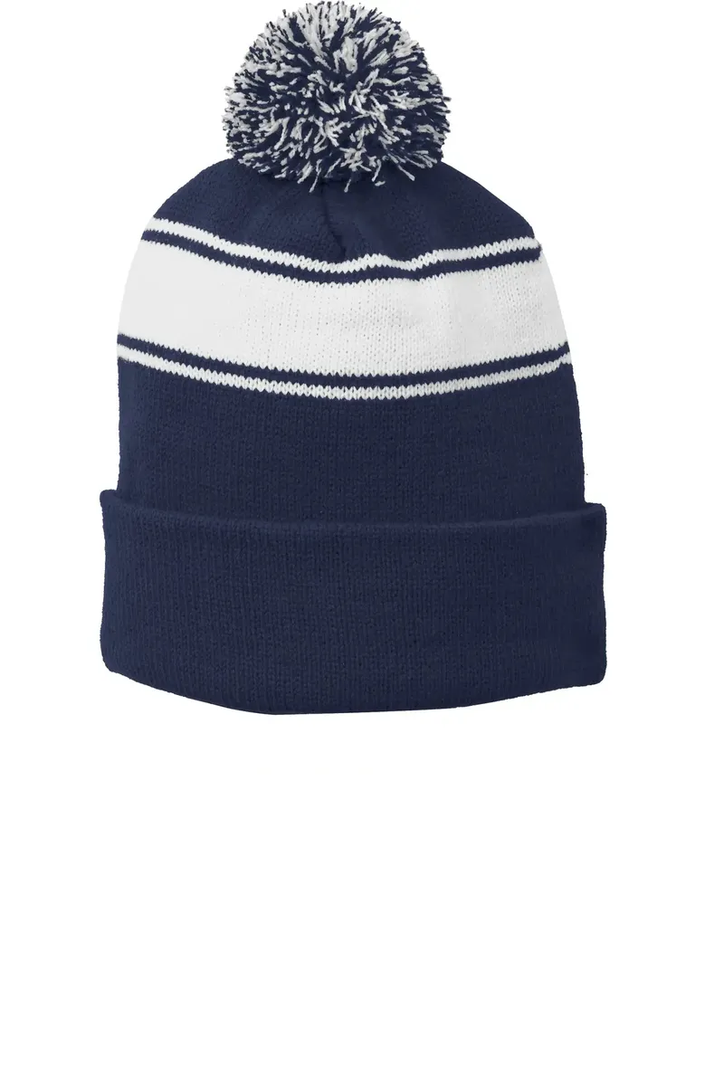 Sport-Tek® Stripe Pom Pom Beanie.  STC28 - additional view 2