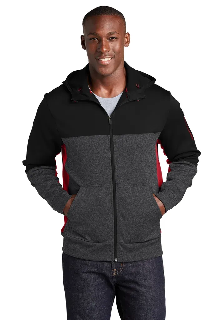 Sport-Tek® Tech Fleece Colorblock Full-Zip Hooded Jacket. ST245 - additional view 3