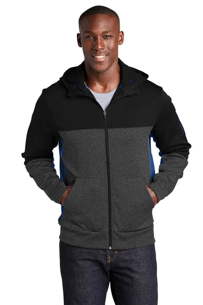 Sport-Tek® Tech Fleece Colorblock Full-Zip Hooded Jacket. ST245 - additional view 1