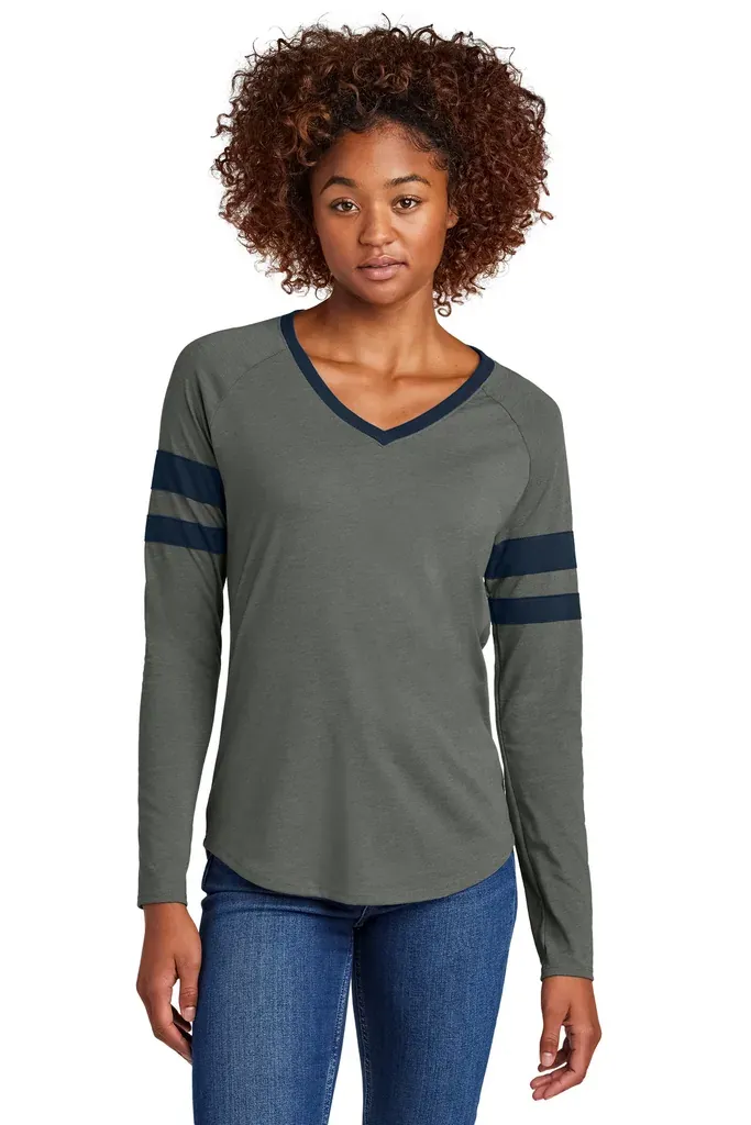 Sport-Tek® Women's Halftime Stripe Long Sleeve V-Neck Tee LST6043 - additional view 4