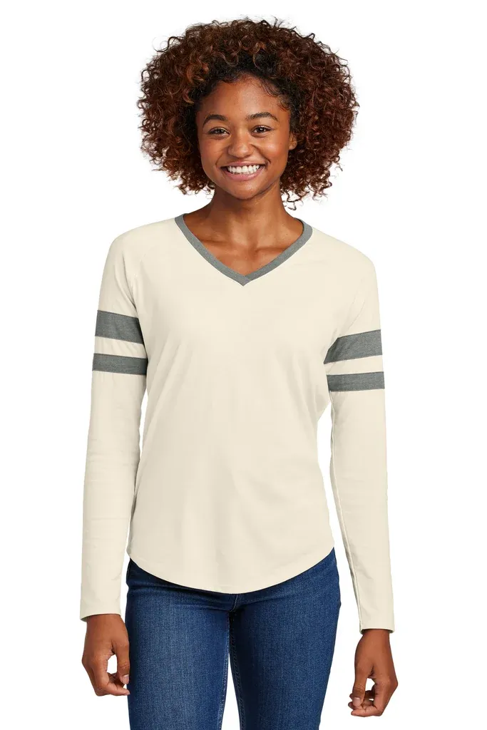 Sport-Tek® Women's Halftime Stripe Long Sleeve V-Neck Tee LST6043 - additional view 3