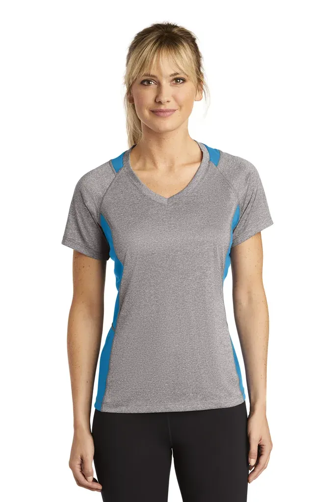 Sport-Tek® Women's Heather Colorblock Contender V-Neck Tee. LST361 - additional view 7