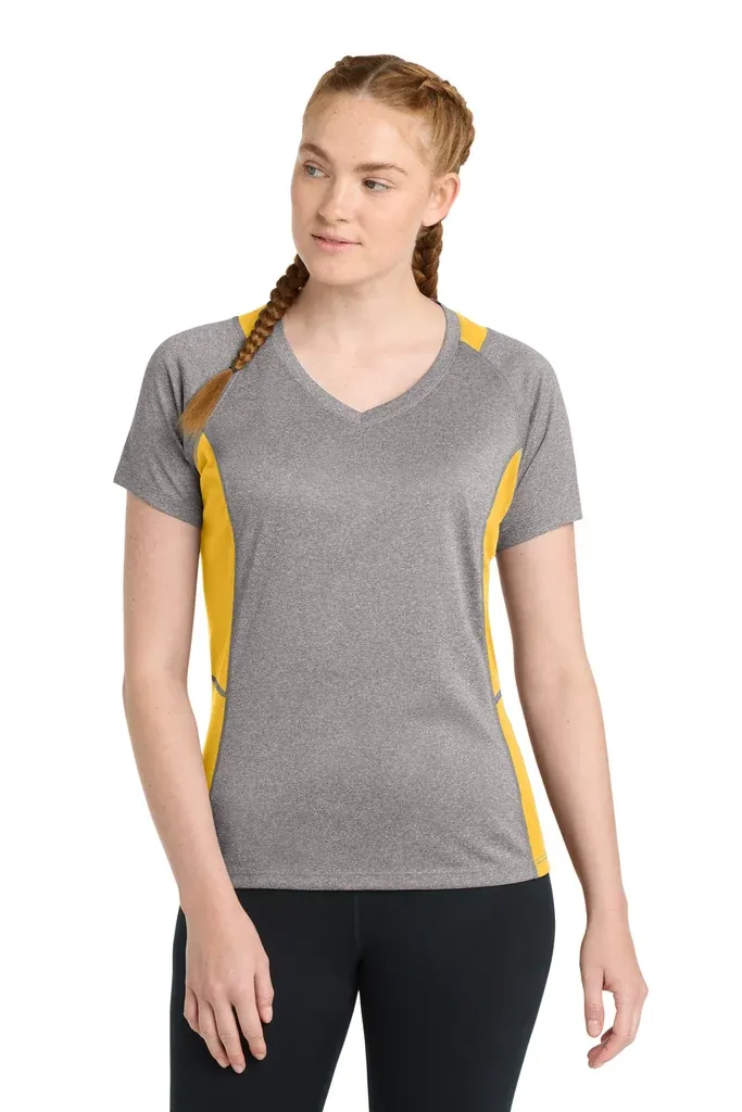 Sport-Tek® Women's Heather Colorblock Contender V-Neck Tee. LST361 - additional view 3