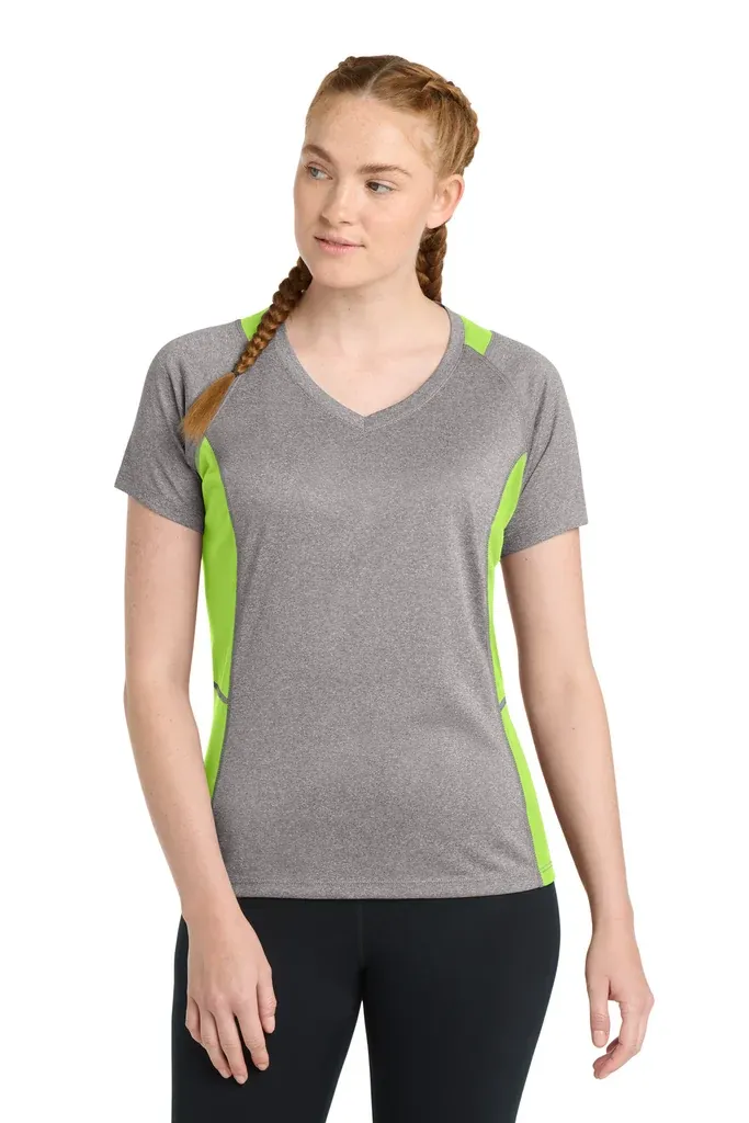 Sport-Tek® Women's Heather Colorblock Contender V-Neck Tee. LST361 - additional view 1