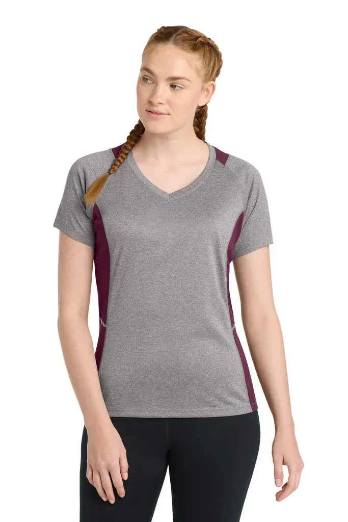 Sport-Tek® Women's Heather Colorblock Contender V-Neck Tee. LST361 - additional view 4