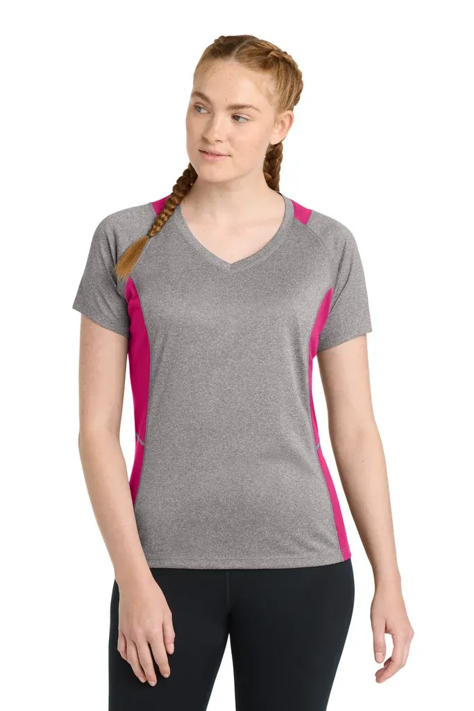 Sport-Tek® Women's Heather Colorblock Contender V-Neck Tee. LST361 - additional view 8