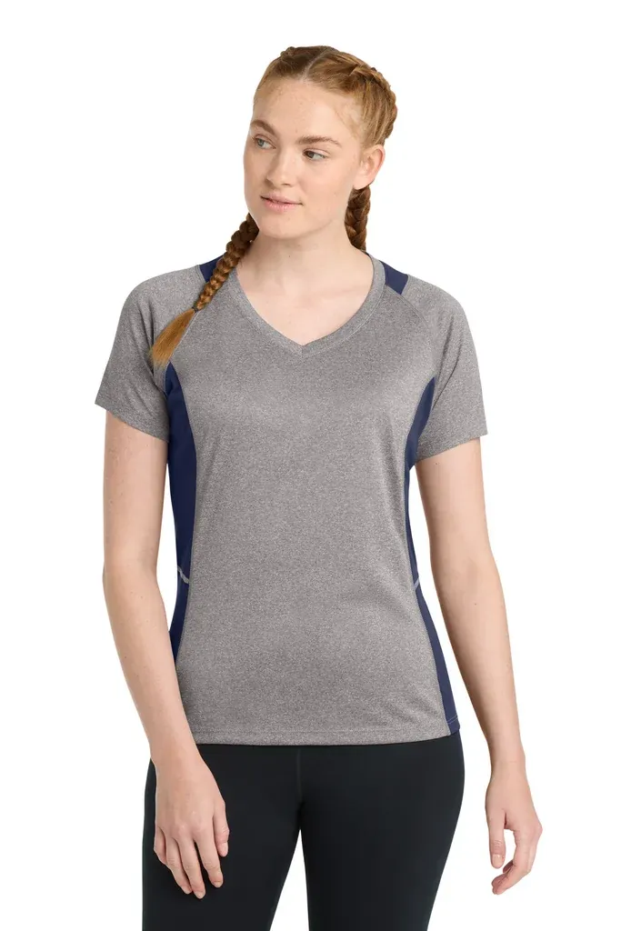 Sport-Tek® Women's Heather Colorblock Contender V-Neck Tee. LST361 - additional view 10
