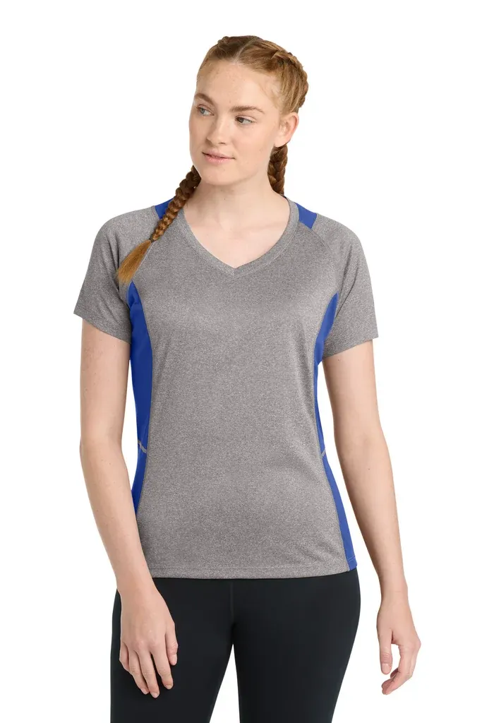 Sport-Tek® Women's Heather Colorblock Contender V-Neck Tee. LST361 - additional view 9