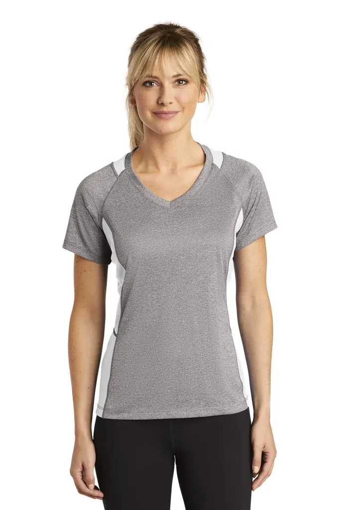 Sport-Tek® Women's Heather Colorblock Contender V-Neck Tee. LST361 - additional view 6