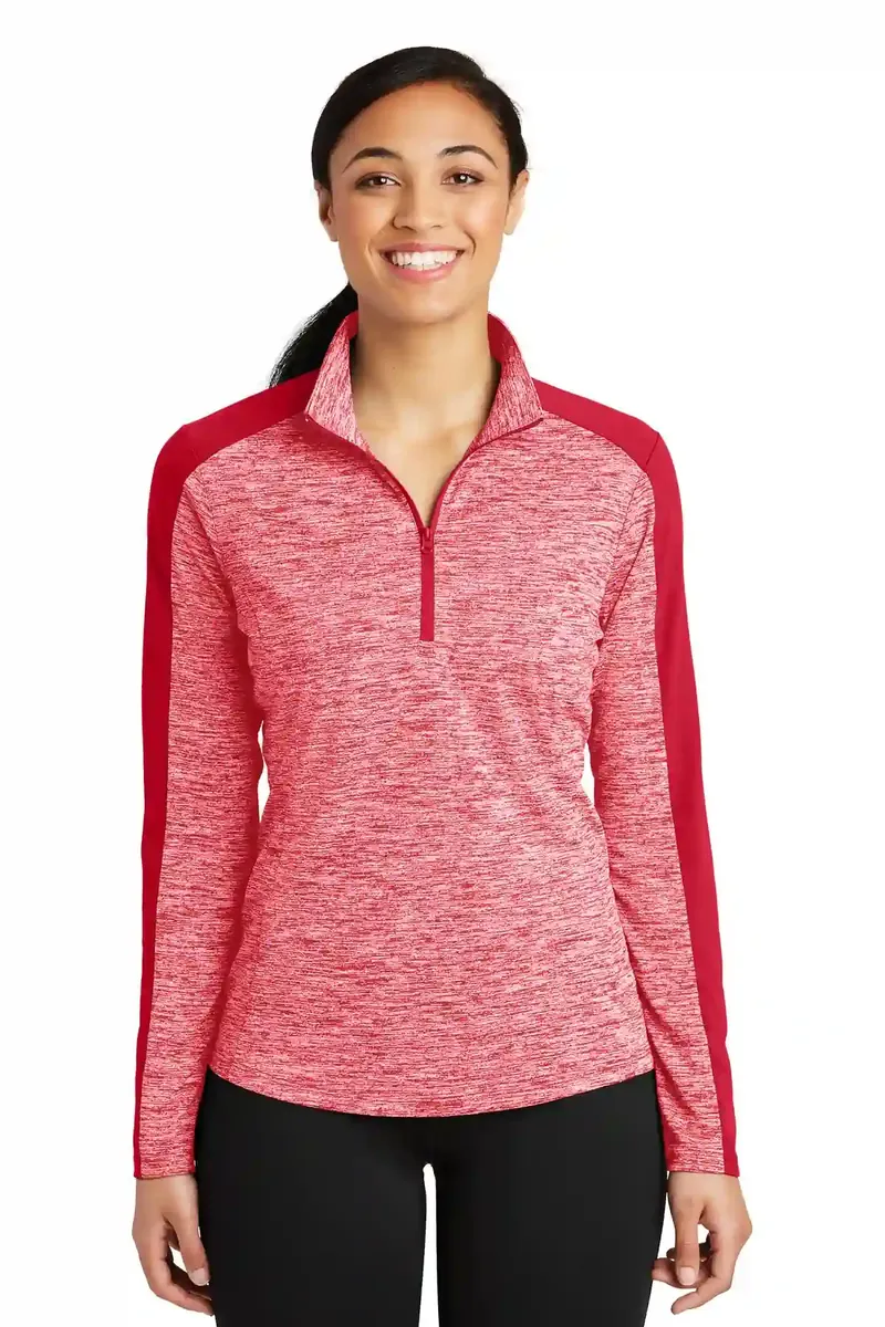 Sport-Tek® Women's PosiCharge® Electric Heather Colorblock 1/4-Zip Pullover. LST397 - additional view 1