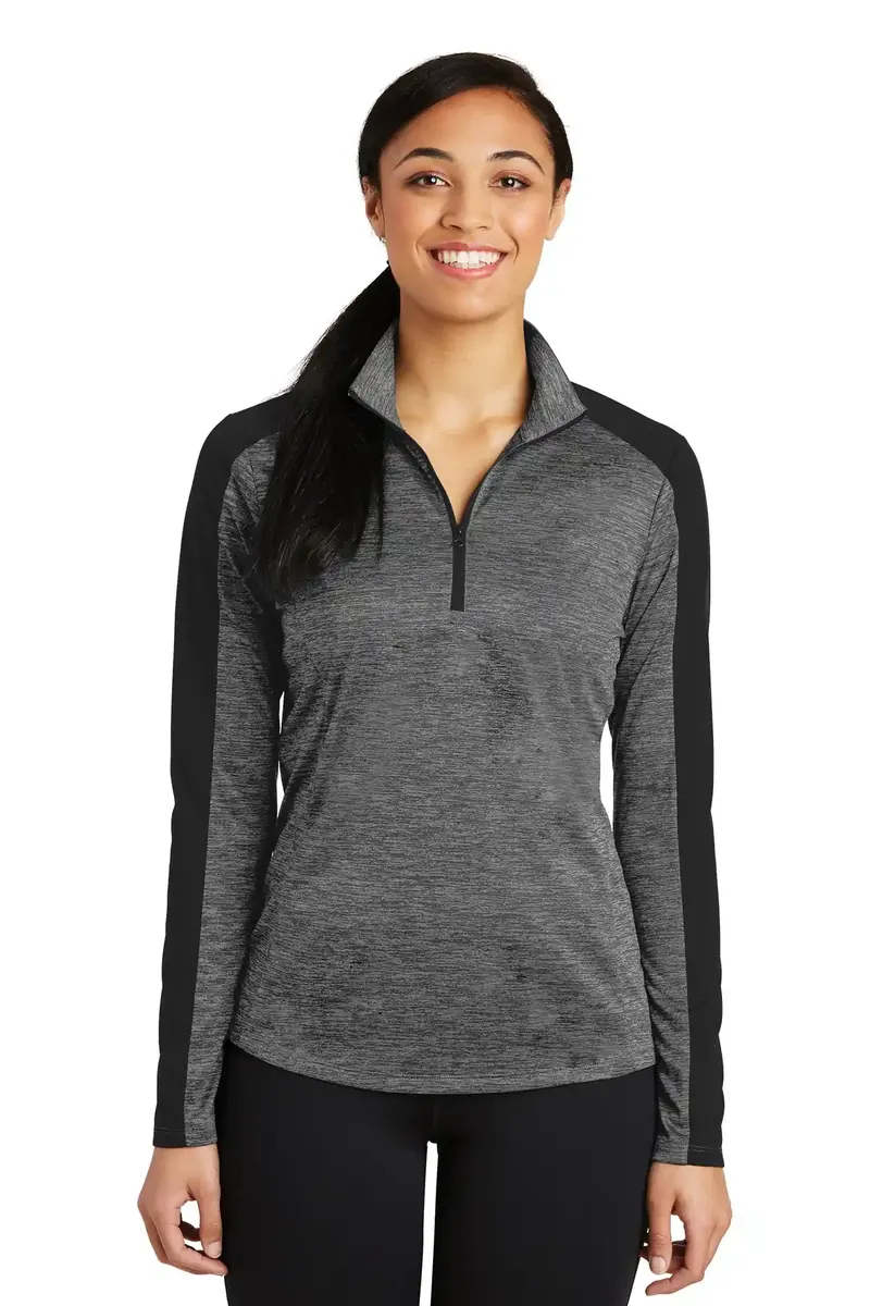Sport-Tek® Women's PosiCharge® Electric Heather Colorblock 1/4-Zip Pullover. LST397 - additional view 2
