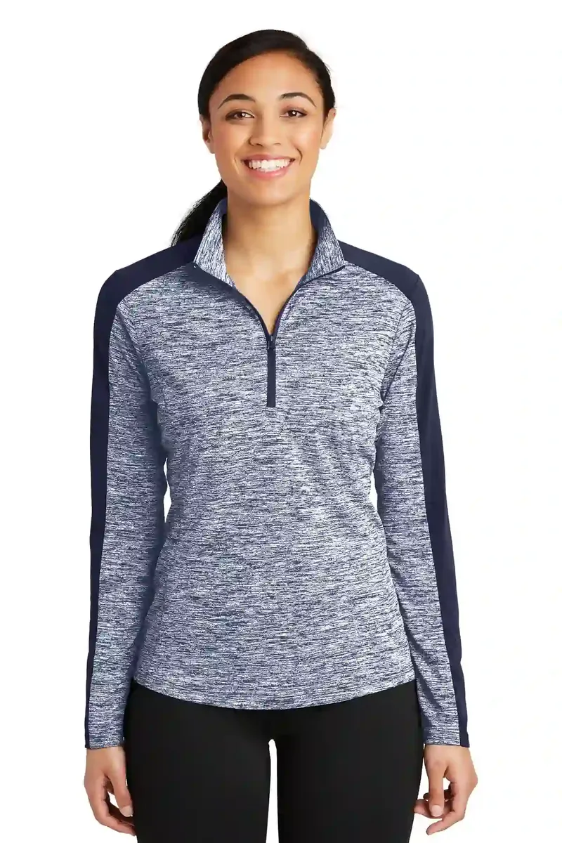 Sport-Tek® Women's PosiCharge® Electric Heather Colorblock 1/4-Zip Pullover. LST397 - additional view 4