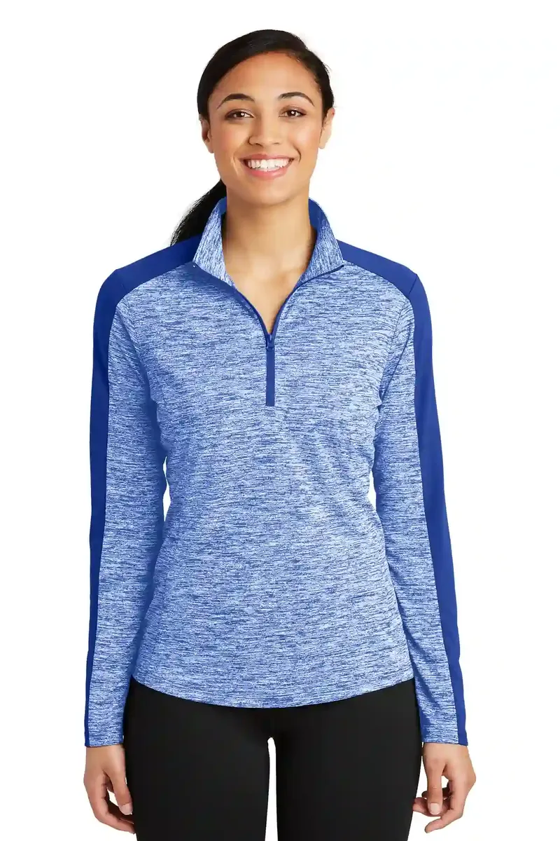 Sport-Tek® Women's PosiCharge® Electric Heather Colorblock 1/4-Zip Pullover. LST397 - additional view 3