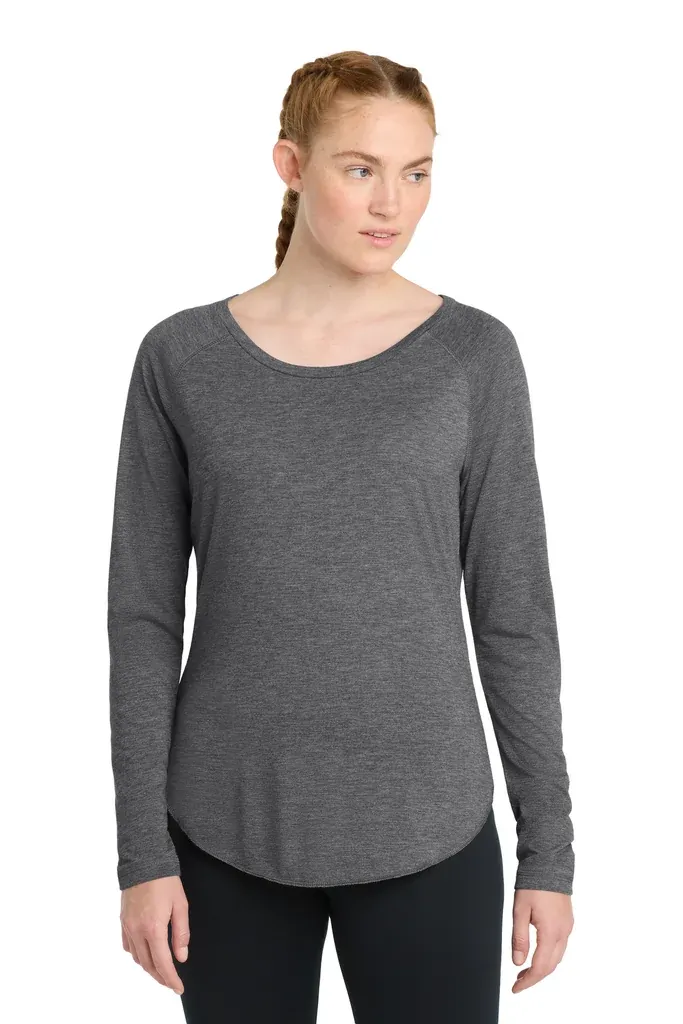 Sport-Tek ® Women's PosiCharge ® Long Sleeve Tri-Blend Wicking Scoop Neck Raglan Tee LST400LS - additional view 7