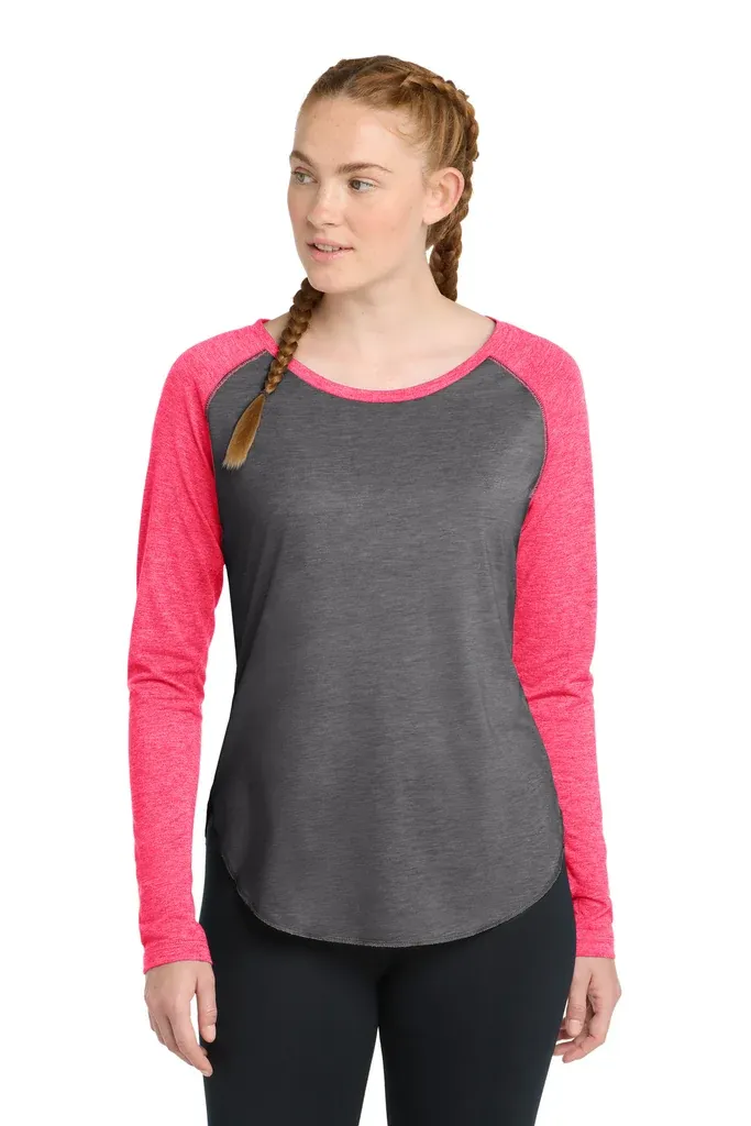 Sport-Tek ® Women's PosiCharge ® Long Sleeve Tri-Blend Wicking Scoop Neck Raglan Tee LST400LS - additional view 1