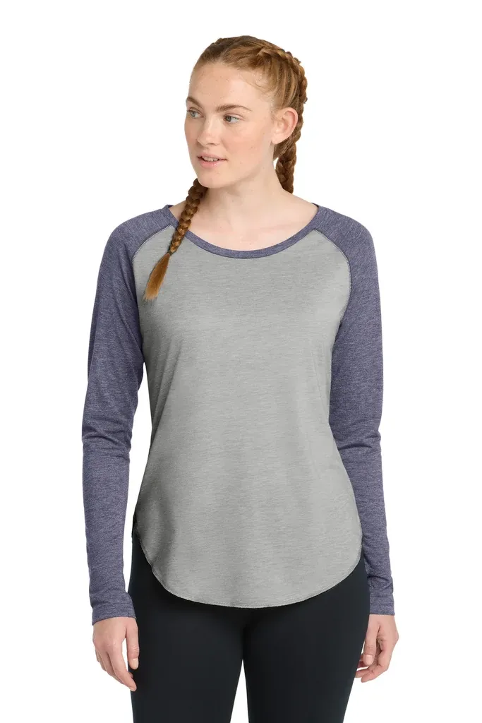 Sport-Tek ® Women's PosiCharge ® Long Sleeve Tri-Blend Wicking Scoop Neck Raglan Tee LST400LS - additional view 5