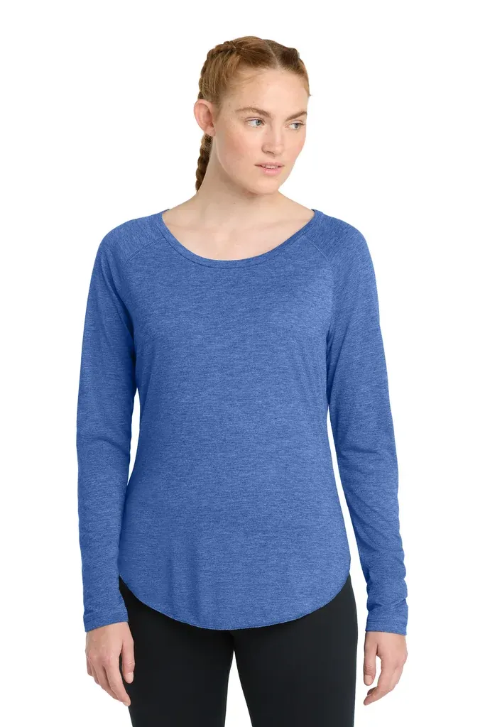Sport-Tek ® Women's PosiCharge ® Long Sleeve Tri-Blend Wicking Scoop Neck Raglan Tee LST400LS