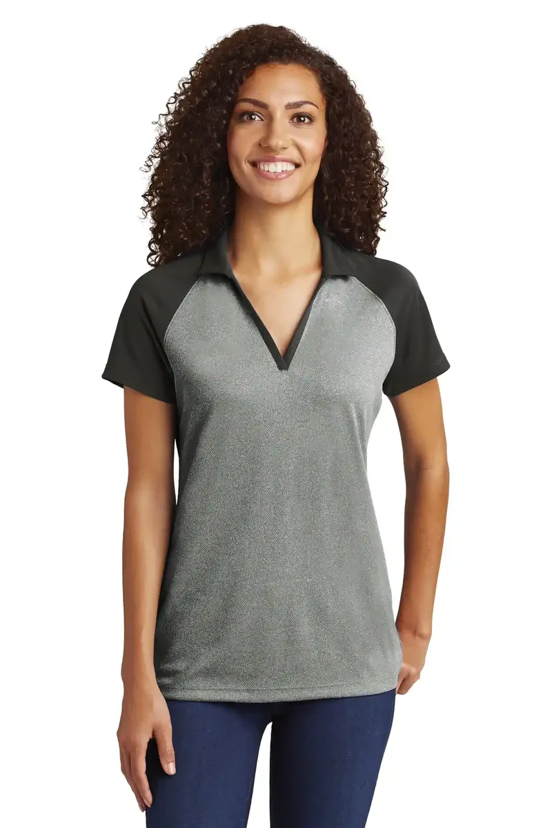 Sport-Tek ® Women's PosiCharge ® RacerMesh ® Raglan Heather Block Polo. LST641 - additional view 3