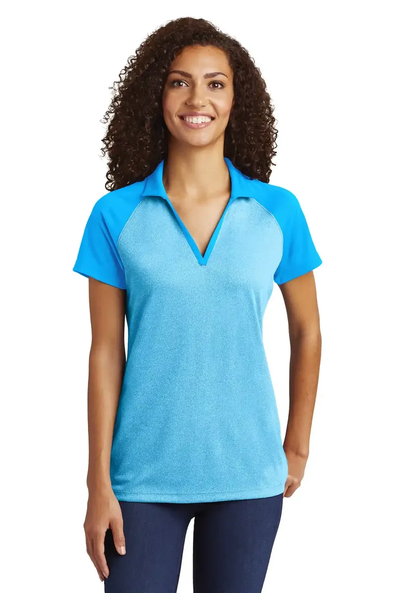 Sport-Tek ® Women's PosiCharge ® RacerMesh ® Raglan Heather Block Polo. LST641 - additional view 1