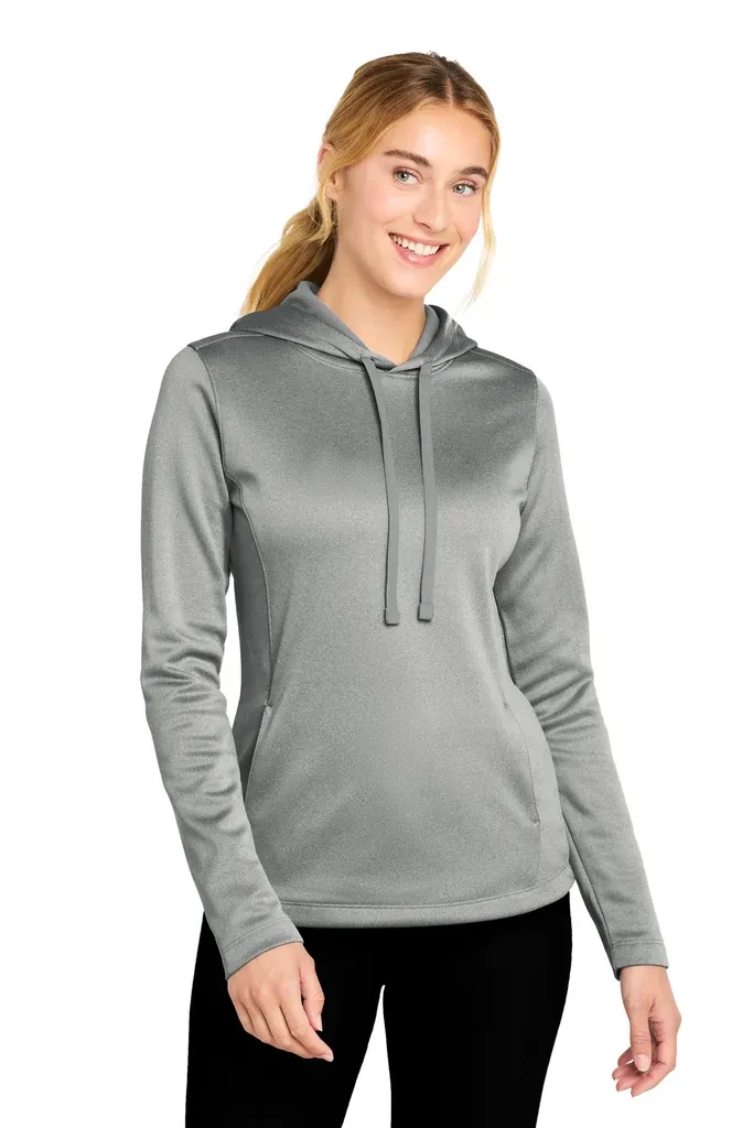 Sport-Tek ® Women's PosiCharge ® Sport-Wick ® Heather Fleece Hooded Pullover. LST264 - additional view 2